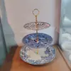 Plato Británico Original de Comercio Exterior Jbs Azul y Blanco de Cerámica con Color Bajo Esmalte Estilo Occidental para Filete, Plato de Cena, Tazón de Postre para Uso Doméstico