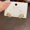 Brincos de Franja em Forma de Gota d'Água Folha Verde com Zircônia Completa Moda Luxo Leve Estilo Francês Brilhantes Versáteis Exquisitos para Mulheres