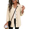 2026 Otoño Nuevo Camisa Casual de Manga Larga para Mujer Color Sólido Botones Solapa Holgada Amazon Transfronterizo Comercio Exterior Europeo y Americano