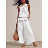 Conjunto de Dos Piezas Transfronterizo Europeo y Americano para Mujer de Amazon, Camisa sin Mangas Fluida de Color Sólido, Elegante y a la Moda Conjunto de Pantalones Largos, Estilo Nuevo