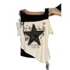 Camiseta de Manga Corta con Hombros Descubiertos y Estampado de Estrellas Dulce y Fresca para Niñas 2026 Nuevo Estilo Coreano de Verano Chica Popular Estilo Universitario Streetwear Ropa para Niños