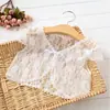Chal corto de encaje semitransparente para niña, capa exterior corta de verano, cárdigan fino, ropa de protección solar de manga corta, bolero versátil para niña