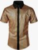 Camisa Bronzear Masculina Amazon 2024 Manga Curta Gola Lapela Cor Contrastante Solta Casual