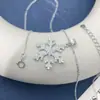 Collar de Copo de Nieve de Plata S925 Europeo y Americano Estilo Frozen Zirconita Incrustada Colgante de Copo de Nieve Versátil Regalo
