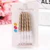 Velas de cumpleaños para niños, velas espirales creativas para pastel de fiesta, velas sin humo doradas de moda con letras y números