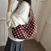 Bolso para Mujer Ins Estilo Coreano Lunares Bolso de Hombro Único Bolso de Lona Artístico para Estudiante de Colegio Bolso Escolar Bolso de Playa Estilo Vacaciones