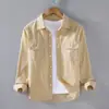 Camisa casual estilo retro americano, coleção primavera/outono masculina, marca de moda high-street, de manga longa, com bolsos grandes, peça externa inspirada em workwear