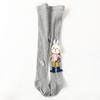 Medias de primavera y otoño para niños con dibujos de conejos grandes de algodón blanco PP, mallas de punto para niñas