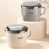 Tigela multifuncional para macarrão instantâneo em aço inoxidável 304, marmita para casa, dormitório de estudantes e trabalhadores de escritório, marmita de grande capacidade com tampa