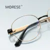 Montura Óptica Retro Redonda Exportación Punto 3175 Remache Clásico Alambre Dorado Protección Ocular Espejo Plano Gafas para Mujer Anti Luz Azul