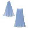 Atacado de Roupas Femininas Transfronteiriças Estilo Europeu e Americano Verão Novo Estilo Estilo Resort de Praia Conjunto de Top Halter Emagrecedor e Saia