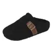 Mules fechadas estilo Birkenstock de sola grossa, chinelos de algodão femininos para exterior, novas botas de neve de inverno 2026 com forro de pelúcia