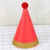 Chapéu de aniversário com bola de pelo grande Decoração de festa Festival Infantil Suprimentos para festa Pequeno adereço de cabeça de bola de pelo Chapéu de aniversário colorido