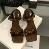 Nueva Colección Verano 2026: Sandalias Cuadradas sin Cierre para Mujer con Estampado de Leopardo, Tacón Delgado, Detalle de Moño y Diseño Abierto