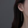Pendientes largos y pequeños de plata de ley con diseño de hada y agujeros para las orejas, con temperamento de mujer. Exquisitos pendientes con sentido del temperamento.