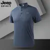 2026 Nuevo Estilo de Verano Camisa Polo de Seda Helada para Hombre con Cuello, Holgada, Transpirable, de Secado Rápido, Top de Manga Media