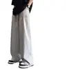 Pantalones casuales para hombre con caída, hechos de seda helada, de secado rápido, finos, de pierna recta, de cintura alta, holgados, pantalones largos para adolescentes, marca de moda, adecuados para primavera y verano
