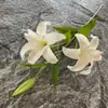 Lírio de Três Cabeças Long Pu, Flor Artificial de Toque Macio para Fotografia de Loja, Arranjo de Flores, Decoração de Casa