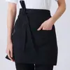 Garçom masculino e feminino avental preto curto hotel restaurante restaurante ocidental café cozinha meia cintura