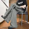Pantalones de seda helada a rayas estilo americano, de secado rápido, para hombre, de verano, finos, de corte holgado, rectos, de pierna ancha, atléticos y casuales