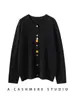 Suéter 100% Cachemir para Mujer Borde Enrollado Cuello Redondo Cardigan de Botones Individuales Otoño e Invierno Nuevo Corte Delgado Chaqueta Versátil Diseño de Nicho
