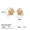 Pendientes Retro de Alto Nivel Estilo Francés Europeo y Americano con Diseño Único, Versátiles para el Trabajo, Pendientes de Cesta de Flores de Perla y Zirconia para Mujer
