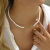 Colar para Mulheres, Joias de Vidro, Miçangas, Design de Corrente de Metal, Estilo Curto Atacado, Pingente Estilo Europeu e Americano, Moderno para o Dia a Dia