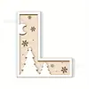 Enfeites Decorativos de Madeira de Natal Transfronteiriços com 26 Letras e Design de Padrão Floral para Artesanato e Decoração Caseira