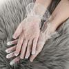 Guantes Cortos de Encaje Negro con Puntos Blancos Transpirables para Mujer Protección Solar para Montar Bodas Novia Guantes de Encaje con Puntos