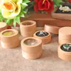 Tapa Superior e Inferior Redonda Madera de Haya Anillo Acrílico Caja para Anillos Transparente Caja para Anillo de Compromiso Madera Maciza Femenina Caja para Anillo de Diamantes Empaque de Almacenamiento