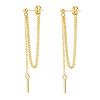 Pendientes elegantes y sencillos para mujer, con cadena de borlas largas, chapados en latón dorado auténtico, de moda transfronteriza entre Europa y Estados Unidos