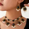 1 Conjunto de Pingentes Florais Brilhantes da Moda Retrô, Colar e Brincos Elegantes Femininos, Conjunto de Joias Femininas