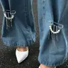 Joia Cruzada Europeia e Americana Pingente de Cruz com Diamante Tornozeleira com Franja Moda Tornozeleira Jeans com Pérolas de Imitação