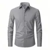 Camisa de Color Sólido sin Arrugas Talla Grande para Hombre de Comercio Exterior Transfronterizo, Camisa de Manga Larga Antiarrugas de Negocios Más Vendida en Amazon, Tendencia de Moda para Hombre