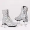 Botines de mujer para otoño e invierno, de corte bajo, con punta redonda, suela de goma, antideslizantes, cremallera lateral y tacón medio, disponibles en tallas grandes