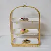 Suporte de Exibição de Enfeites para Mesa de Sobremesas Bandeja de Mesa para Sobremesas e Doces Suporte de Bolo de Cerâmica e Ferro Suporte para Chá da Tarde e Dim Sum