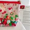 Bolsa de cosméticos de algodão transparente com areia movediça estampada para as festas de Natal bolsa de armazenamento de cosméticos comemorativa de fim de ano bolsa pequena