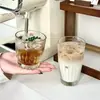 Taza de Café Libiins Iced Americano Latte Moda Simple Exquisita Alta Calidad Vidrio con Rayas Verticales Taza Doméstica para Beber Agua