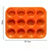 Molde para Pastel de Silicona de Grado Alimenticio Transfronterizo con 12 Cavidades Redondas para Muffins, Resistente a Altas Temperaturas, Fácil de Desmoldar, Herramienta para Hornear en Horno