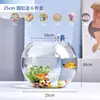 Aquário Pequeno, Tanque Transparente de Vidro Espessado para Tartaruga de Escritório, Tanque Mini Pequeno Redondo para Peixinhos Dourados de Mesa em Casa na Sala de Estar