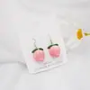 Colección de Pendientes Lindos de Frutas Aguja de Plata, Clips para Orejas Dulces Estilo Girly Sin Perforación, Pendientes de Fresa con Cara Sonriente Incrustados de Diamantes para Mujeres