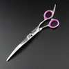 Tesouras Brancas para Tosquia de Animais de 7 polegadas e 6 polegadas com Rosca, Tesouras para Animais, Tesouras Retas, Tesouras Curvas, Tesouras Serrilhadas de 6,5 polegadas