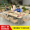 Mesa de Barbacoa del Patio Familiar Moe, Mesas y Sillas de Plástico y Madera para Jardín al Aire Libre, Parrilla de Carbón y Eléctrica Comercial para Exteriores, Ocio al Aire Libre de Madera Maciza