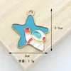 Accesorios para joyería DIY cielo estrellado azul luna estrellas aleación gota de aceite pulsera pendientes pequeño colgante colgante llavero