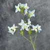 Flor de Simulação Tela de Seda Orquídea Gota de Chuva Decoração de Cena de Casamento Ornamento de Casa Decoração de Orquídea de 4 Cantos Flor Artificial Artesanal Venda por Atacado