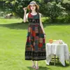Vestido de Algodão e Seda Estilo Novo 2026 para Mulheres de Meia-Idade e Idosas, Vestido Elegante de Verão para Mães de Meia-Idade, Vestido de Viscose Acima do Joelho