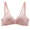 Sujetador push-up pequeño estilo japonés, sin costuras, sin varillas, dulce y lindo para niñas, con tirantes, estilo estudiante, a cuadros, hermoso diseño de espalda