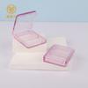 Caja de Rubor Transparente Rosa de Dos Tonos Cuadrada con Dos Compartimentos, Corrector Iluminador y Crema para Contornear, Caja de Sombras de Ojos Multiusos, Cosméticos de Maquillaje