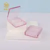 Caja de Rubor para Maquillaje, Corrector Iluminador, Transparente Rosa Cuadrada de Dos Compartimentos y Dos Colores, Caja Multifuncional para Sombras de Ojos, Cosméticos