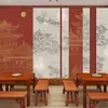 Concepción artística china moderna combinación de colores paisaje ático estudio fondo papel tapiz tela de pared restaurante de alta gama sala de té sala privada mural